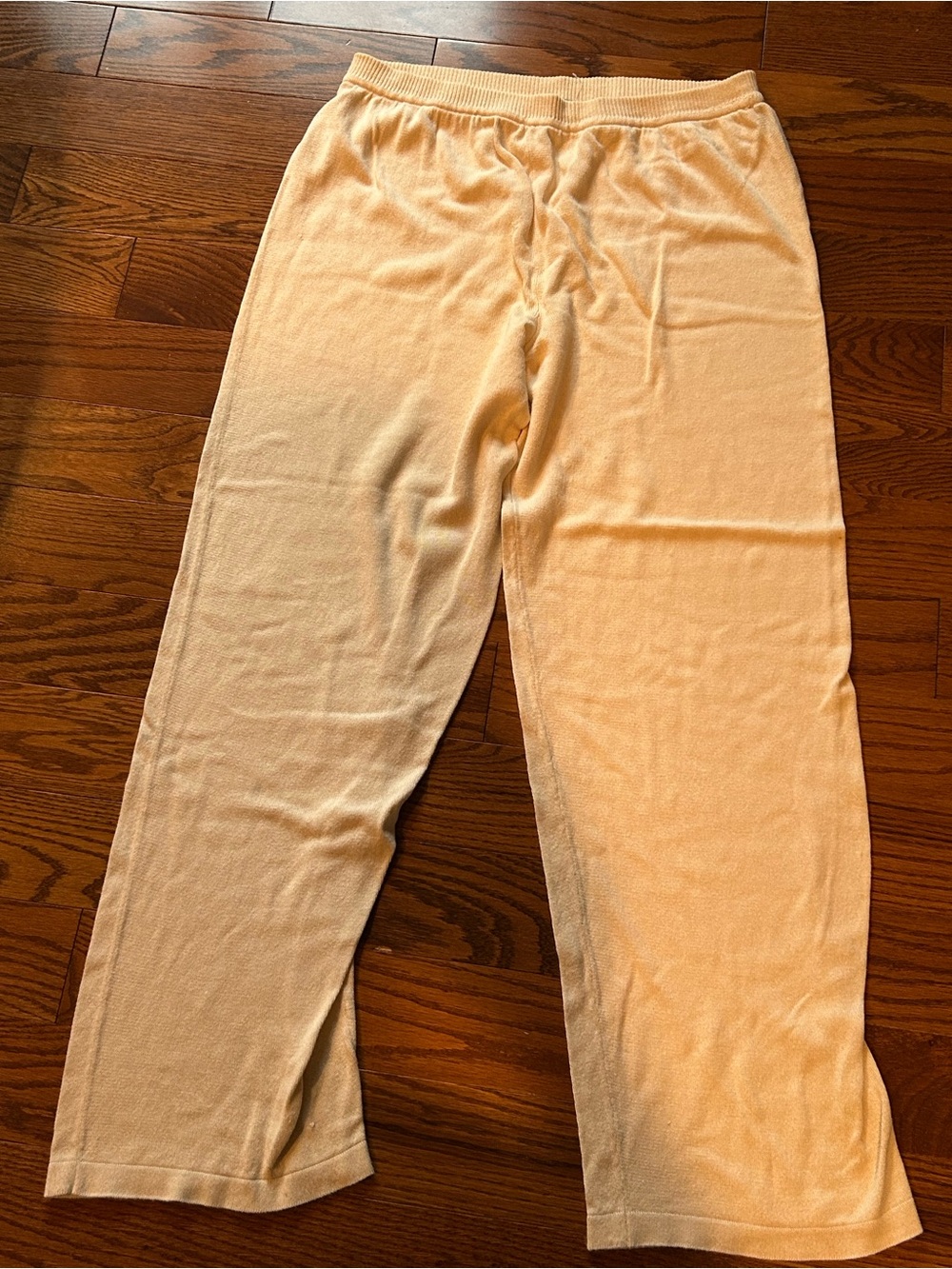 P’Galli Design Soft Cozy Lounge Pants in Pale Beige/Yellow Sz L cotton/silk mix